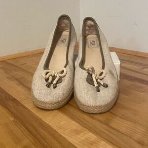 UGG Beige Espadrille Ballet Canvas Slip On Flats Size 10